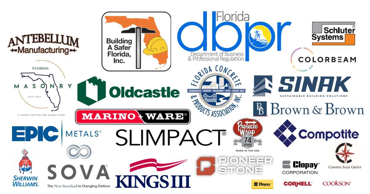 Logos of the 2026 AIA Florida License Renewal Webinar sponsors
